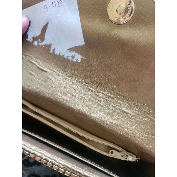 70s 80s GOLD Disco Crossbody Purse Bag Evening Chain Vintage eighties Vday - Picture 5 of 6